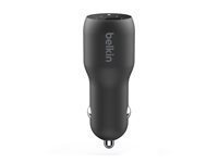 Belkin BOOST UP Dual Car Charger with PPS 37W - Bilstrømadapter - 37 watt - PD 3.0 - 2 utgangskontakter (USB, 24 pin USB-C) CCB004BTBK