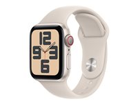 Apple Watch SE (GPS + Cellular) - 2. generasjon - 40 mm - stjernelysaluminium - smartklokke med sportsbånd - fluorelastomer - stjernelys - båndbredde: S/M - 32 GB - Wi-Fi, LTE, Bluetooth - 4G - 27.8 g MRFX3DH/A