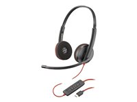 Poly Blackwire C3220 - Blackwire 3200 Series - hodesett - on-ear - kablet - USB-C - svart - Skype Certified, Avaya Certified, Cisco Jabber Certified 80S07A6