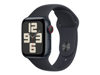 Apple Watch SE (GPS + Cellular) - 2. generasjon - 40 mm - midnattsaluminium - smartklokke med sportsbånd - fluorelastomer - midnatt - båndbredde: S/M - 32 GB - Wi-Fi, LTE, Bluetooth - 4G - 27.8 g MRG73DH/A