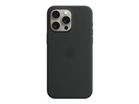 Apple - Baksidedeksel for mobiltelefon - MagSafe-samsvar - silikon - svart - for iPhone 15 Pro Max MT1M3ZM/A