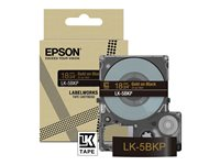 Epson LabelWorks LK-5BKP - Metallisk - gull på sort - Rull (1,8 cm x 9 m) 1 kassett(er) hengeboks - tapepatron - for LabelWorks LW-C410, LW-C610 C53S672095
