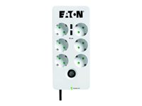 Eaton Protection Box 6 USB Tel@ Din - Overspenningsavleder - AC 220-250 V - 2500 watt - utgangskontakter: 6 - hvit PB6TUD