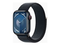 Apple Watch Series 9 (GPS + Cellular) - 41 mm - midnattsaluminium - smartklokke med sportssløyfe - myk dobbeltlagsnylon - midnatt - 64 GB - Wi-Fi, LTE, UWB, Bluetooth - 4G - 32.1 g MRHU3DH/A
