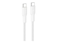 Belkin BoostCharge Eco - USB-kabel - USB-C (hann) til USB-C (hann) - USB 2.0 - DC 48 V - 5 A - 3 m - USB Power Delivery (240 W), flettet kabel - hvit CAB025HQ3MWH