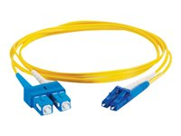 C2G LC-SC 9/125 OS1 Duplex Singlemode PVC Fiber Optic Cable (LSZH) - Koblingskabel - SC-enkeltmodus (hann) til LC-enkeltmodus (hann) - 2 m - 2 m - fiberoptisk - dupleks - 9 / 125 micron - OS1 - halogenfri - gul 85587