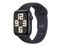Apple Watch SE (GPS + Cellular) - 2. generasjon - 44 mm - midnattsaluminium - smartklokke med sportsbånd - fluorelastomer - midnatt - båndbredde: S/M - 32 GB - Wi-Fi, LTE, Bluetooth - 4G - 33 g MRH53DH/A