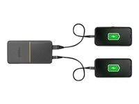 OtterBox - Strømbank - 10000 mAh - 18 watt - 3 A - Apple Fast Charge, Fast Charge, Huawei Fast Charge, PE 2.0+, PD 3.0, QC 3.0, AFC, SFCP, BC 1.2 - 2 utgangskontakter (USB, 24 pin USB-C) - på kabel: USB-C - skumringssvart 78-80690