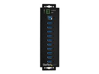 StarTech.com 10 Port USB Hub with Power Adapter, Surge Protection, Metal Industrial USB 3.0 Data Transfer Hub, Din Rail, Wall or Desk Mountable, High Speed USB 3.1/ USB 3.2 Gen 1 5Gbps Hub - Windows/macOS/Linux (HB30A10AME) - Hub - 10 x USB 3.2 Gen 1 - DIN-skinnemonterbar, veggmonterbar - TAA-samsvar - for P/N: ITB20D3250 HB30A10AME