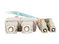 C2G LC-SC 10Gb 50/125 OM3 Duplex Multimode PVC Fiber Optic Cable (LSZH) - Nettverkskabel - SC flermodus (hann) til LC multimodus (hann) - 5 m - 5 m - fiberoptisk - dupleks - 50 / 125 mikroner - OM3 - halogenfri - akvamarin 85534
