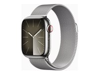 Apple Watch Series 9 (GPS + Cellular) - 41 mm - sølv rustfritt stål - smartklokke med fint strikket løkke - 64 GB - Wi-Fi, LTE, UWB, Bluetooth - 4G - 42.3 g MRJ43DH/A