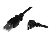 StarTech.com Down Angle Mini USB Cable - 2m - Black - USB A to Mini USB B - USB to Mini USB Cable - Mini USB Charger - USB A to Mini B (USBAMB2MD) - USB-kabel - USB (hann) til mini-USB type B (hann) - USB 2.0 - 2 m - 90°-kontakt, formstøpt - svart USBAMB2MD