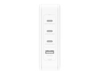 Belkin BoostCharge Pro - Strømadapter - GaN-teknologi - 140 watt - Fast Charge, Power Delivery 3.1 - 4 utgangskontakter (USB, 3 x USB-C) - hvit WCH014BTWH