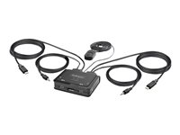 StarTech.com 2-Port USB-C Cable KVM Switch, 4K 60Hz DisplayPort Output, Compact KVM with 4ft/1.2m USB Type-C/Audio Integrated Cables, Bus Powered - Remote Push-Button/Hotkey Switching (C2-D46-UC2-CBL-KVM) - KVM / lydsvitsj - kompakt - 2 x KVM/lyd - 1 lokalbruker - stasjonær C2-D46-UC2-CBL-KVM