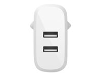 Belkin BoostCharge - Strømadapter - 24 watt - 2 utgangskontakter (USB) - hvit WCE001VF1MWH