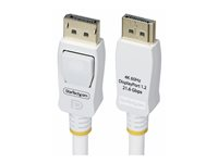 StarTech.com 10ft White VESA Certified DisplayPort 1.2 Cable with Latches - DisplayPort-kabel - DisplayPort (hann) låst til DisplayPort (hann) låst - DisplayPort 1.2 - 3 m - halogenfri, passiv, 4K 60Hz støtte, støtte for 1080p 240 Hz, 2K 144Hz støtte - hvit DP12-CABLE-10FTW
