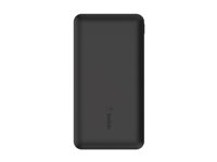 Belkin BoostCharge - Strømbank - 10000 mAh - 15 watt - 3 utgangskontakter (24 pin USB-C, 2 x USB) - svart BPB011BTBK