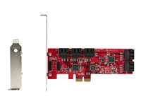 StarTech.com SATA PCIe Card, 10 Port PCIe SATA Expansion card, 6Gbps SATA Card, Low/Full Profile, Stacked SATA Connectors, ASM1062 Non-Raid SATA Controller Card / Adapter - PCI Express to SATA Converter - Diskkontroller - SATA 6Gb/s - lav profil - PCIe 2.0 x2 10P6G-PCIE-SATA-CARD