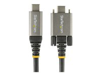 StarTech.com 3ft 1m Side Screw Locking USB C Cable 10Gbps, USB 3.1/3.2 Gen 2 Type-C Cable, 100W (5A) Power Delivery Charging, DP Alt Mode, Dual Screw Lock, USB-C to C Cord, Charge/Sync - Thunderbolt 3 Compatible - USB-kabel - USB-C (hann) rett/låsende til USB-C (hann) rett - USB 3.2 Gen 2 / DisplayPort 1.4 /Thunderbolt 3 - 1 m - 4K-støtte - grå, svart USB31CCSLKV1M