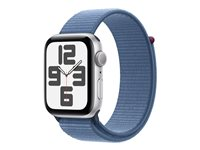 Apple Watch SE (GPS) - 2. generasjon - 44 mm - sølvaluminium - smartklokke med sportssløyfe - vevet nylon - winter blue - håndleddstørrelse: 145-220 mm - 32 GB - Wi-Fi, Bluetooth - 32.9 g MREF3DH/A