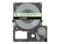 Epson LabelWorks LK-4GAS - Grått på grønt - Rull (1,2 cm x 8 m) 1 kassett(er) hengeboks - tapepatron C53S672105