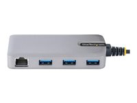 StarTech.com 3-Port USB Hub with Ethernet, 3x USB-A Ports, Gigabit Ethernet RJ45, USB 3.0 5Gbps, Bus-Powered, USB Hub w/ GbE and 1ft/30cm Long Cable, Portable Laptop USB Hub - USB Expansion Hub w/ Ethernet Adapter (5G3AGBB-USB-A-HUB) - Hub - 3 x USB 3.2 Gen 1 + 1 x mikro-USB + 1 x 10/100/1000 - stasjonær 5G3AGBB-USB-A-HUB