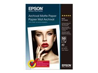 Epson Archival Matte Paper - Matt - A3 (297 x 420 mm) - 192 g/m² - 50 ark papir - for SureColor SC-P700, P7500, P900, P9500, T2100, T3100, T3400, T3405, T5100, T5400, T5405 C13S041344