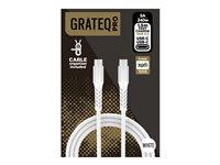 GRATEQ - USB-kabel - 24 pin USB-C (hann) til 24 pin USB-C (hann) - USB 3.2 - 5 A - 1.5 m - USB Power Delivery (240 W) - hvit 86080GC